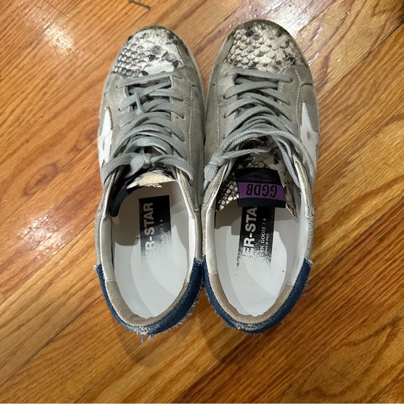 Golden Goose Superstar distressed snake-effect leather and suede sneakers SZ 38 - Picture 2 of 10